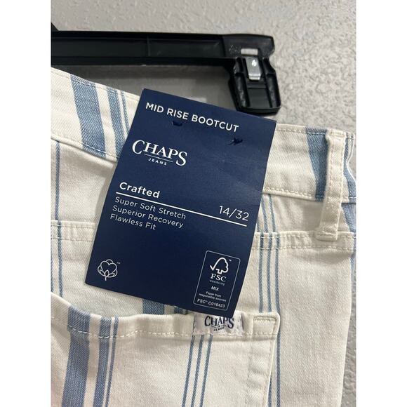 NWT Chaps Mid Rise Bootcut Light Blue Stripe Jeans Size 14 - Picture 4 of 7
